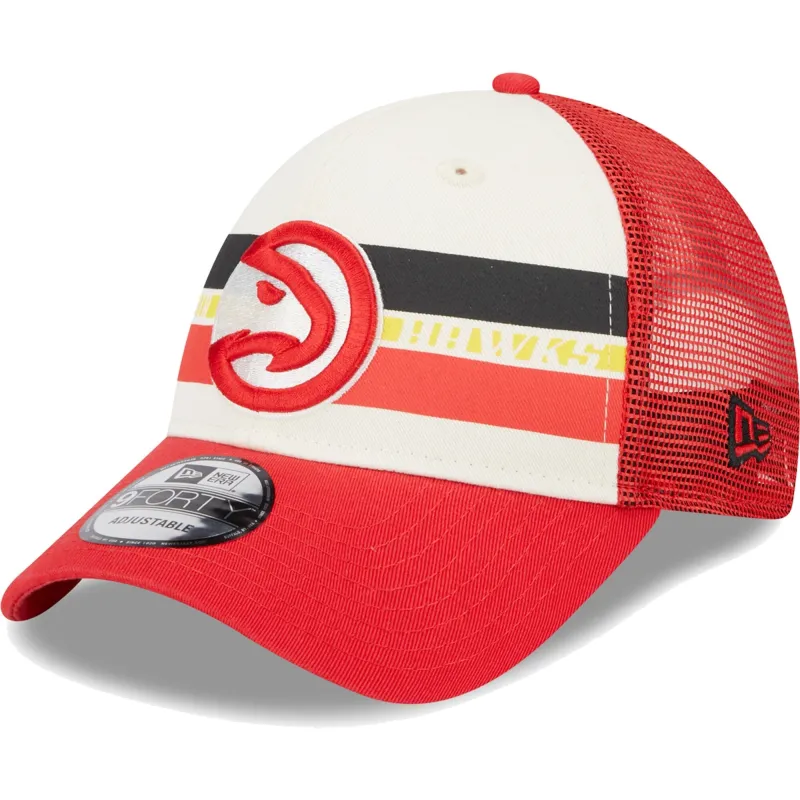Men's New Era NBA 940 Red Stripes Trucker Snapback - Atlanta Hawks made by New Era