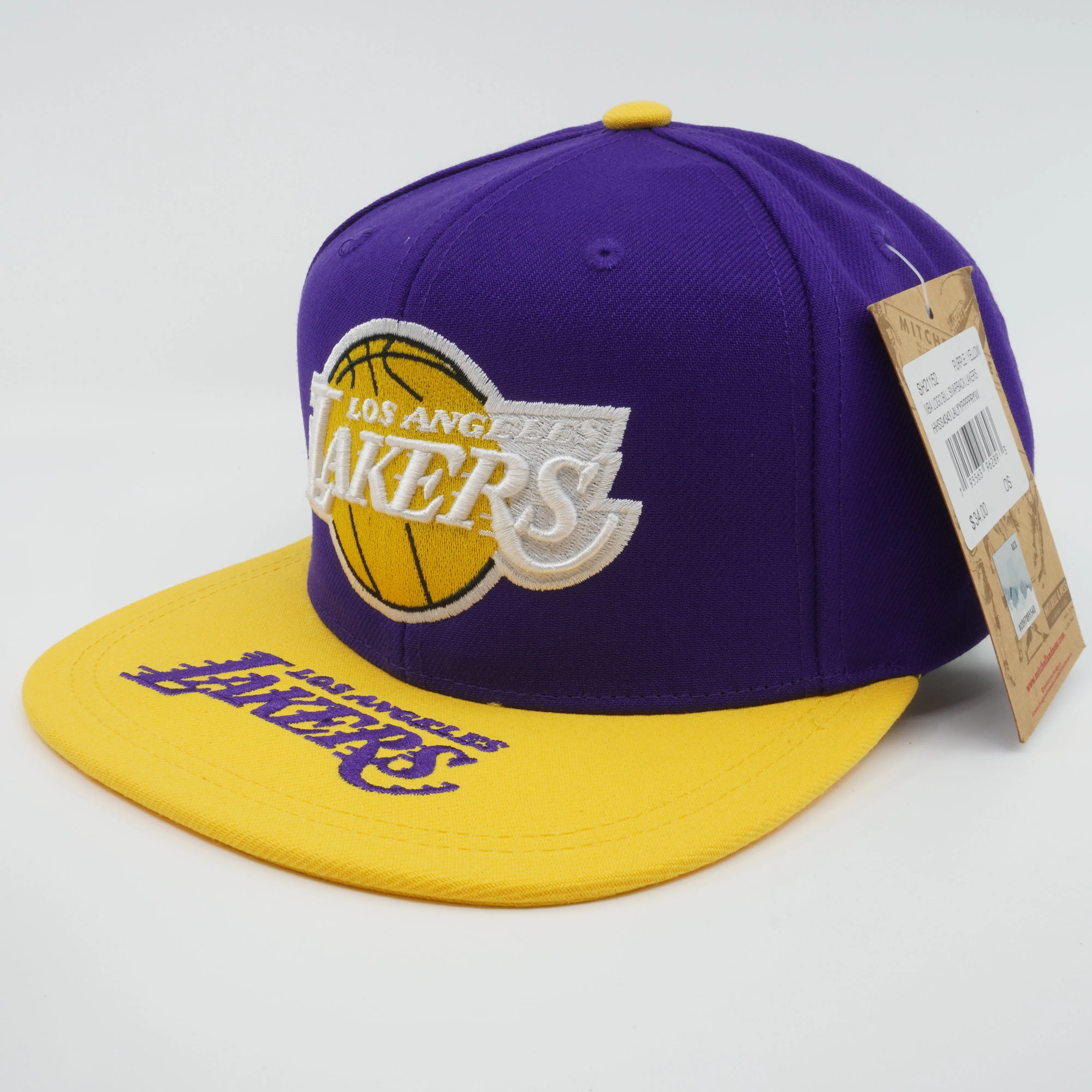 Men's Mitchell & Ness NBA Logo Bill Snapback Lakers - Purple-Yellow sold by Zulily