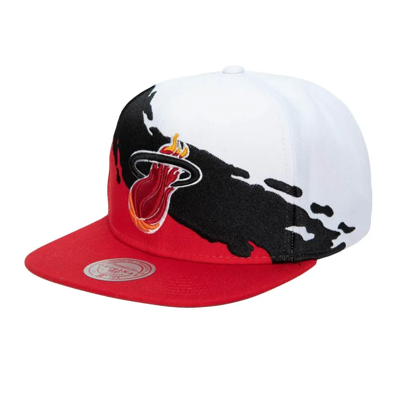 Men's Mitchell & Ness NBA Paintbrush Snapback Hwc Heat - White-Red sold by Zulily