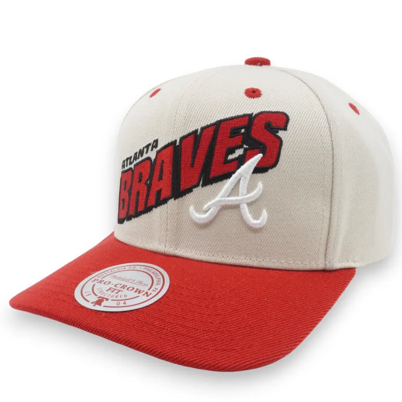 Men's Mitchell & Ness MLB Retro Type Pro Snapback Braves - Off White sold by Zulily