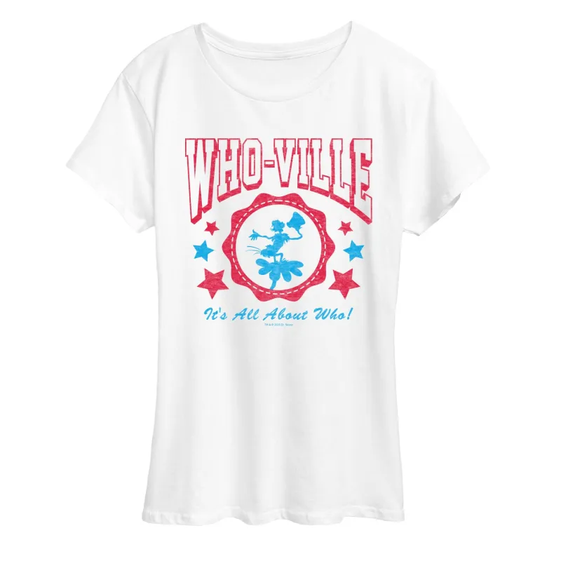 The Lorax - Whoville Americana Collegiate - Women's Short Sleeve Graphic T-Shirt sold by Zulily