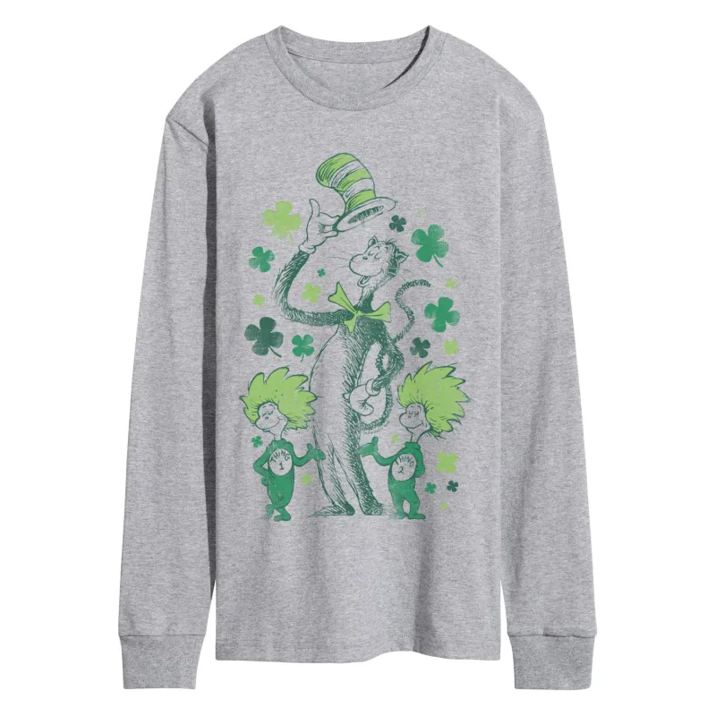 The Cat in the Hat - Shamrocks Tonal Washed - Men's Long Sleeve Graphic T-Shirt made by Zulily