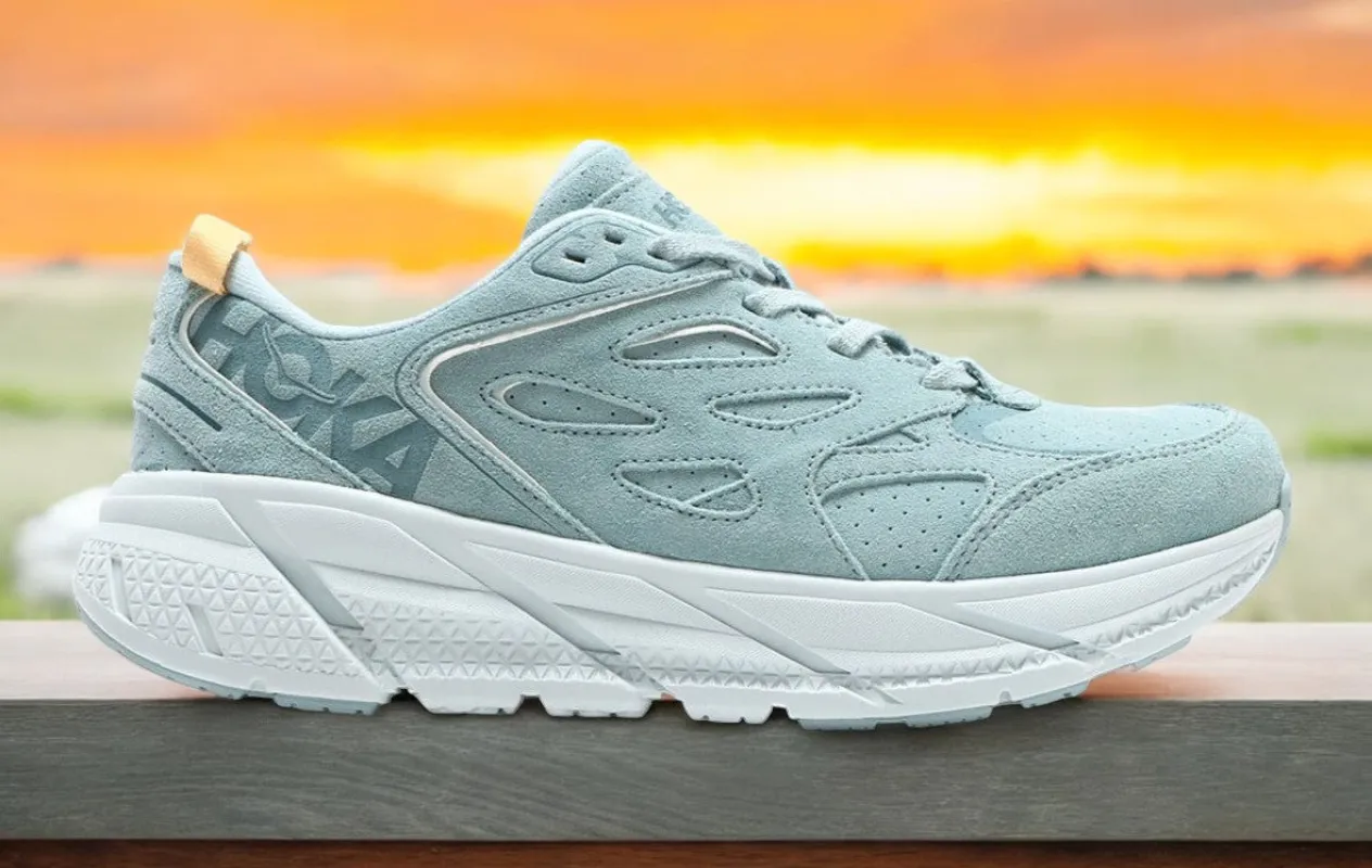 Men's Hoka One One Clifton L Suede 'Blue Ice Flow' sold by Zulily