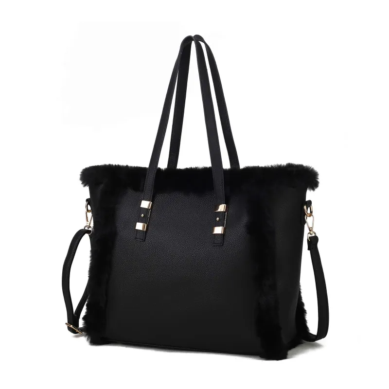 MKF Collection By Mia K. Liza Vegan Leather With Faux Fur Tote Bag sold by Zulily