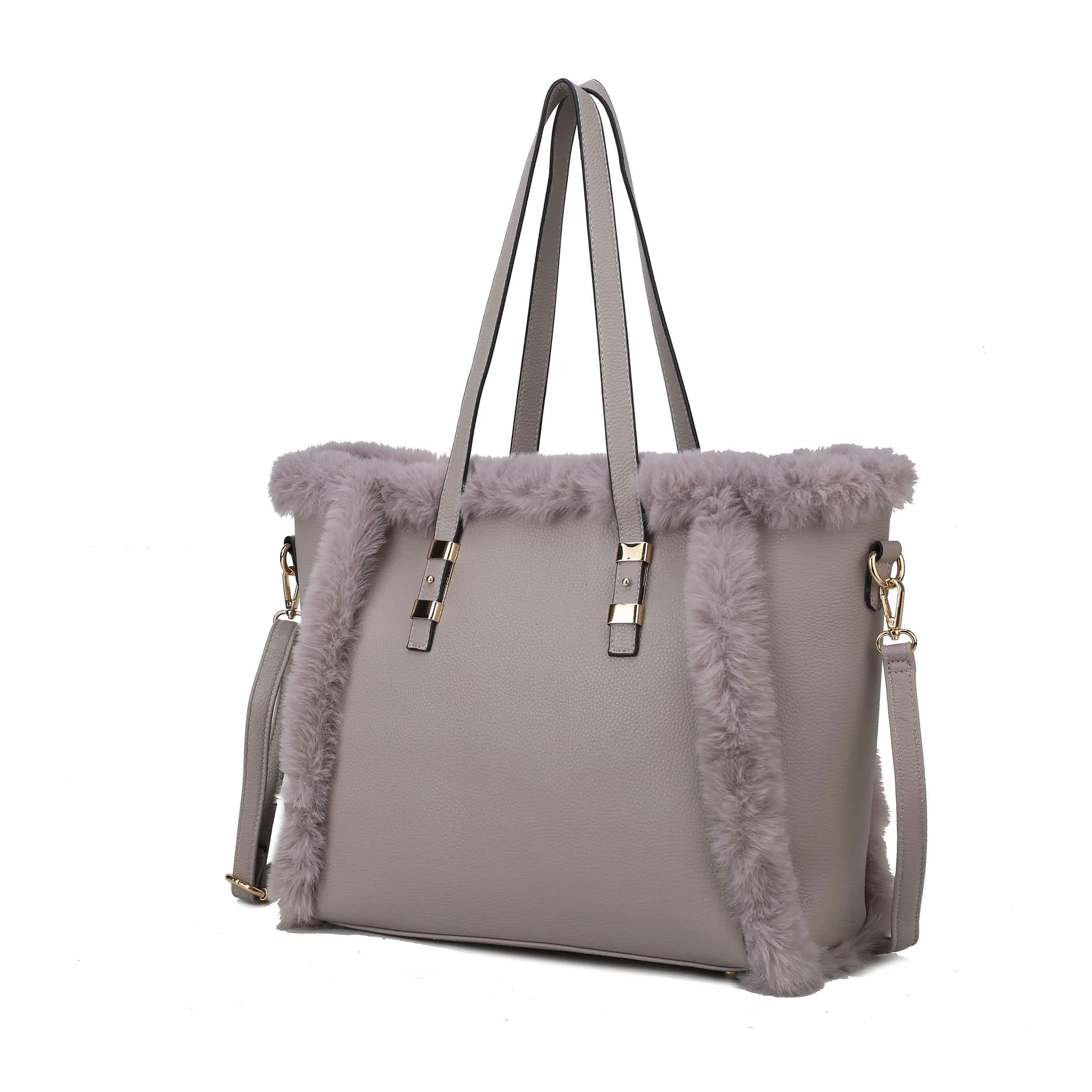 MKF Collection By Mia K. Liza Vegan Leather With Faux Fur Tote Bag sold by Zulily product image thumbnail 5