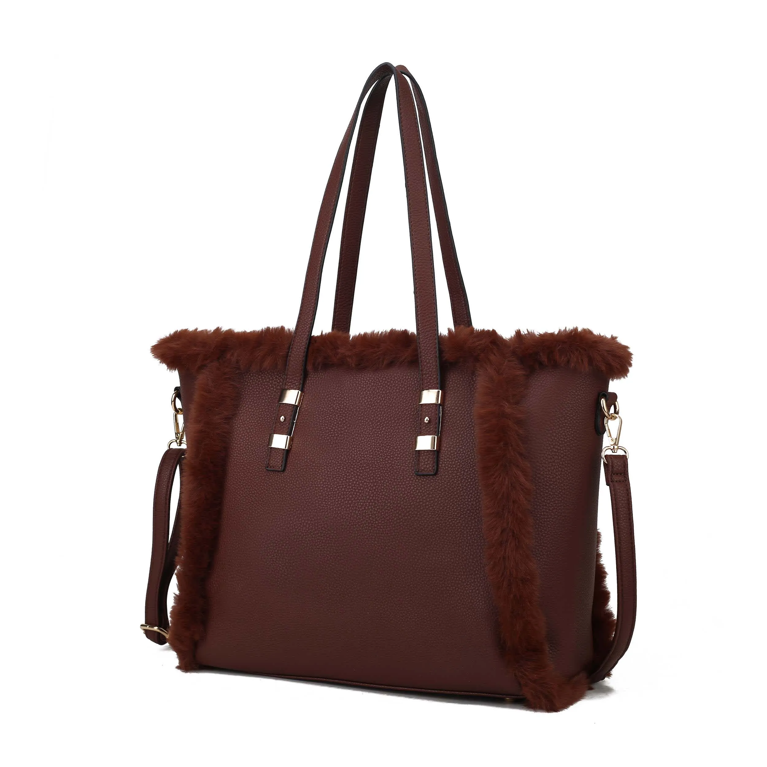 MKF Collection By Mia K. Liza Vegan Leather With Faux Fur Tote Bag sold by Zulily product image thumbnail 3