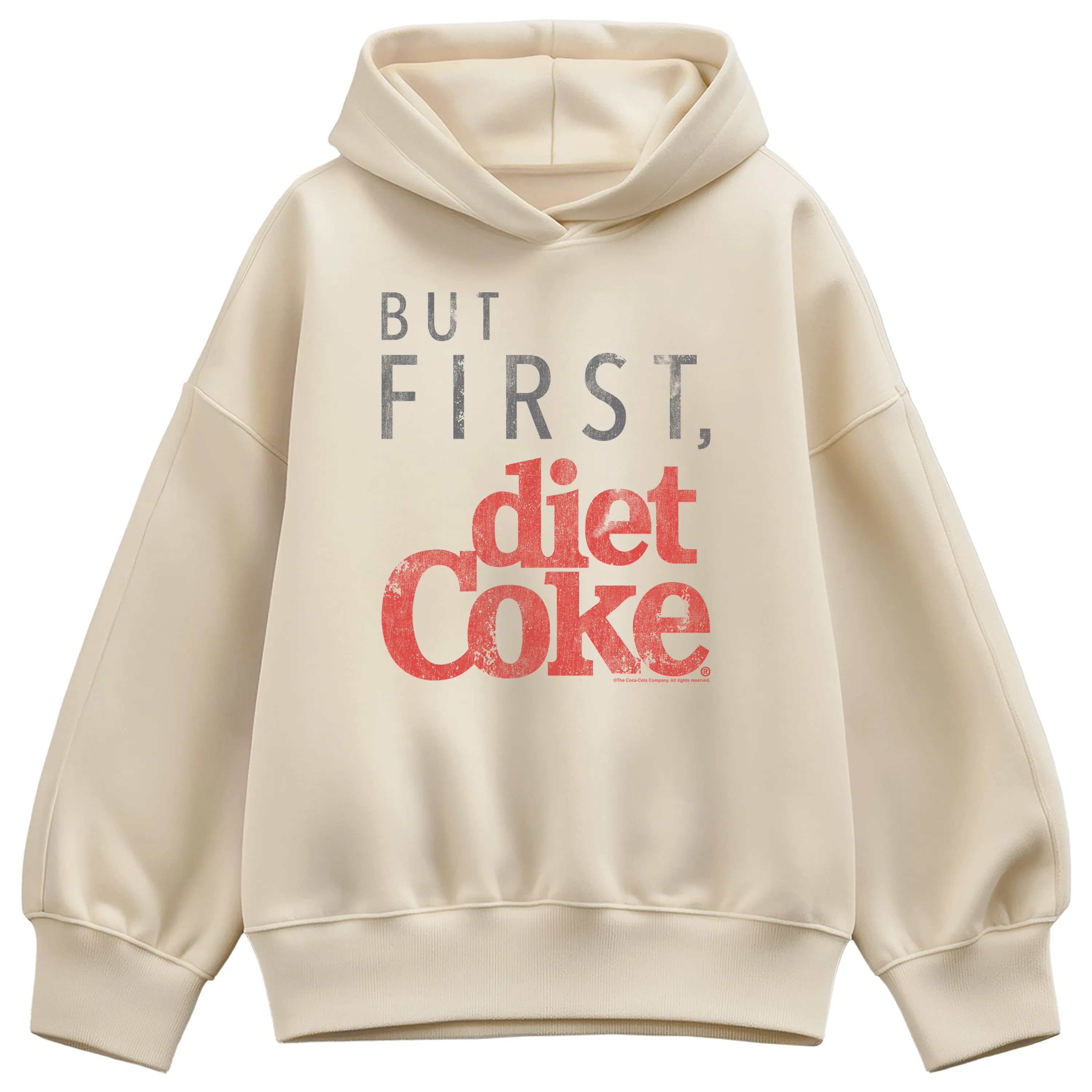 Coca-Cola - But First Diet Coke - Ladies Oversized Fleece Hoodie Sweatshirt sold by Zulily product image thumbnail 2
