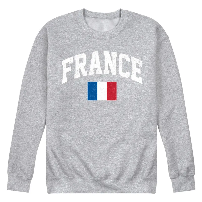 Instant Message - France Flag - Men's Crew Neck Fleece Pullover sold by Zulily