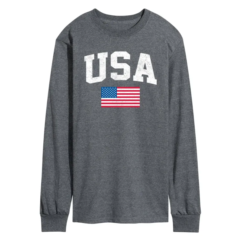Instant Message - USA Flag - Men's Long Sleeve T-Shirt sold by Zulily