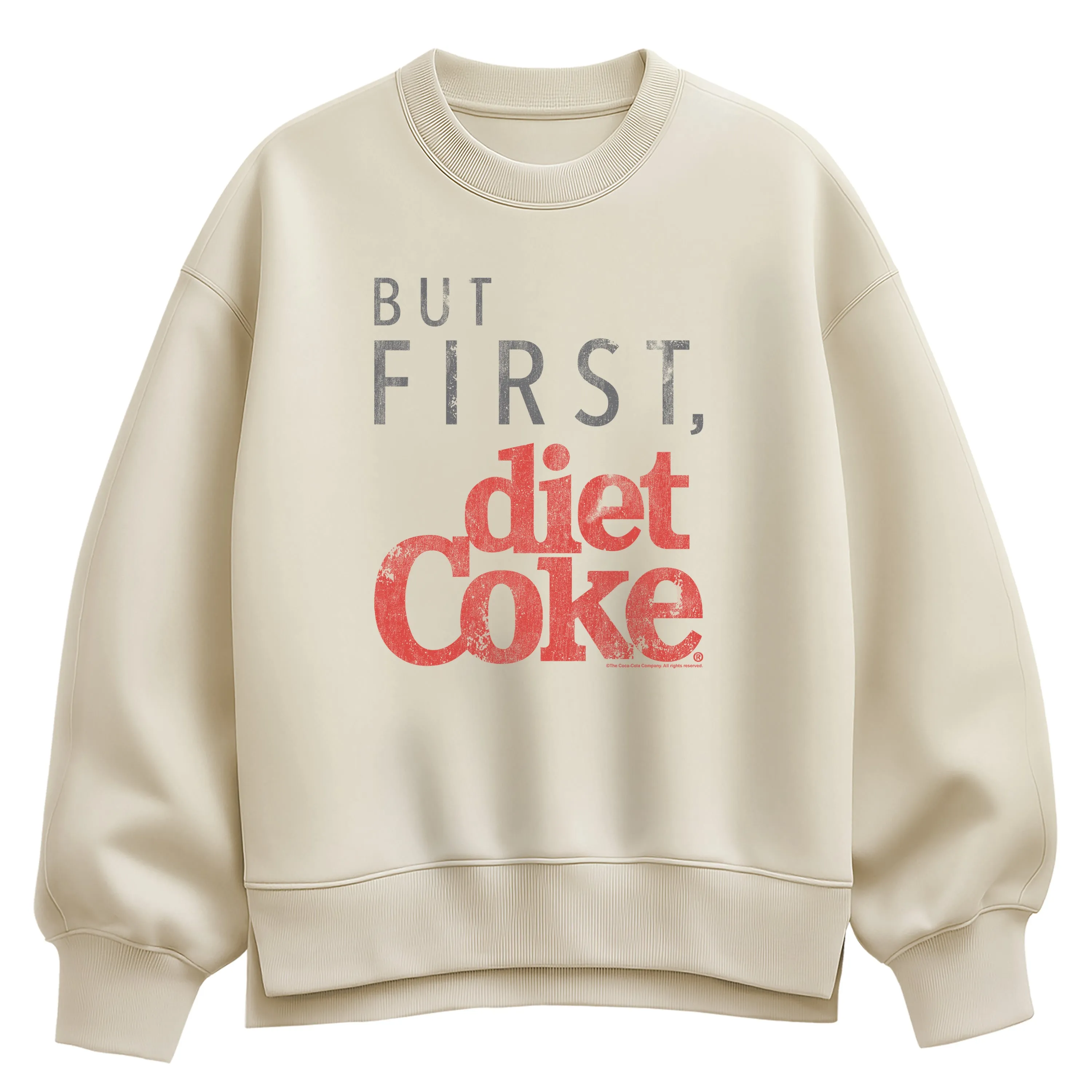 Coca-Cola - But First Diet Coke - Ladies Oversized Fleece Crew Sweatshirt sold by Zulily product image thumbnail 2
