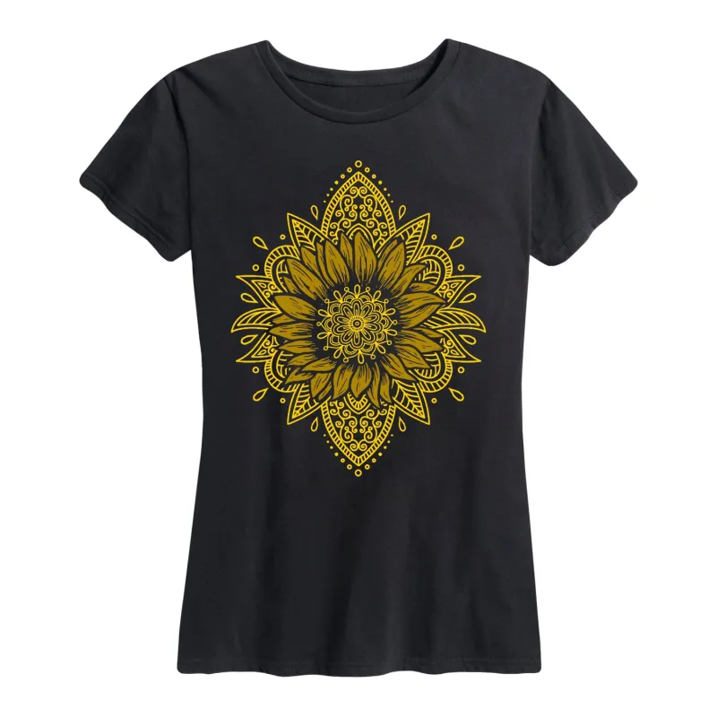 Instant Message - Sunflower Henna - Women's Short Sleeve Graphic T-shirt sold by Zulily