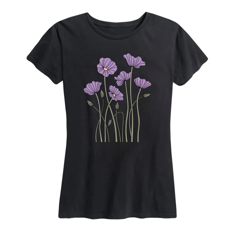 Instant Message - Abstract Purple Poppies - Women's Short Sleeve Graphic T-shirt sold by Zulily