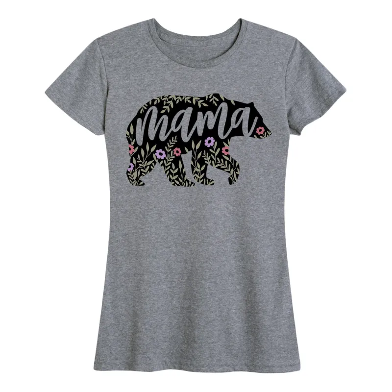 Instant Message - Floral Mama Bear - Women's Short Sleeve Graphic T-shirt sold by Zulily