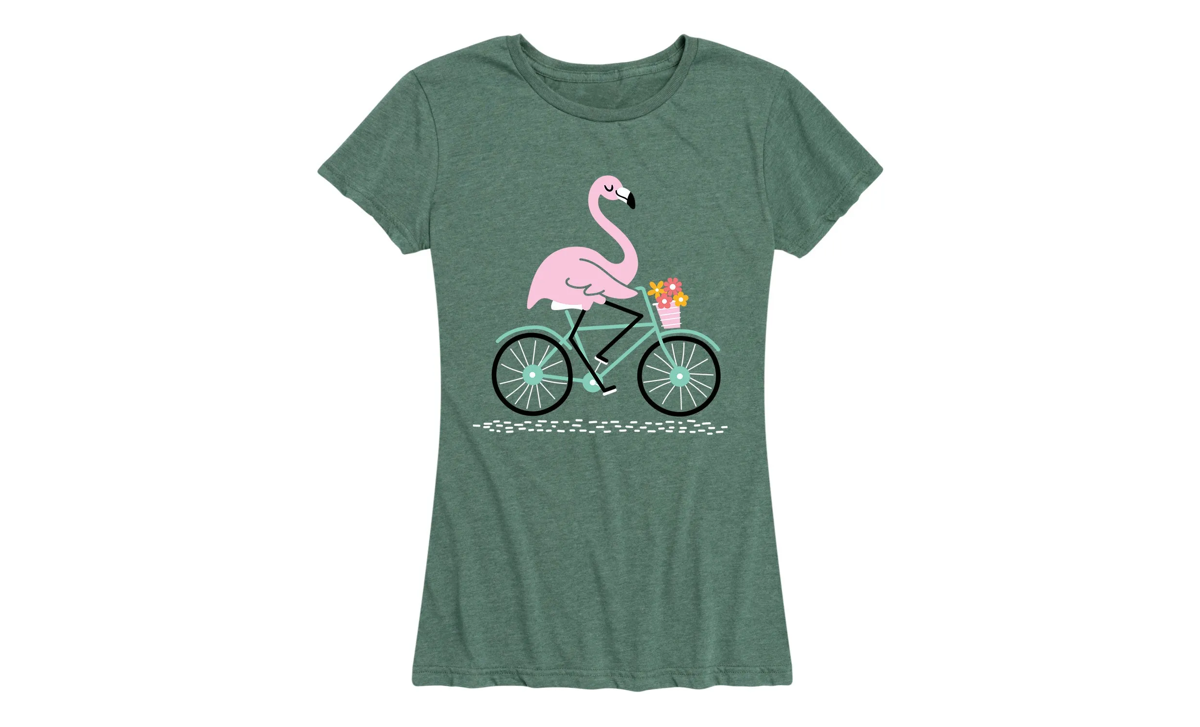 Instant Message - Flamingo On Bike - Women's Short Sleeve Graphic T-shirt sold by Zulily product image thumbnail 2
