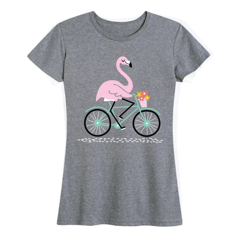 Instant Message - Flamingo On Bike - Women's Short Sleeve Graphic T-shirt sold by Zulily