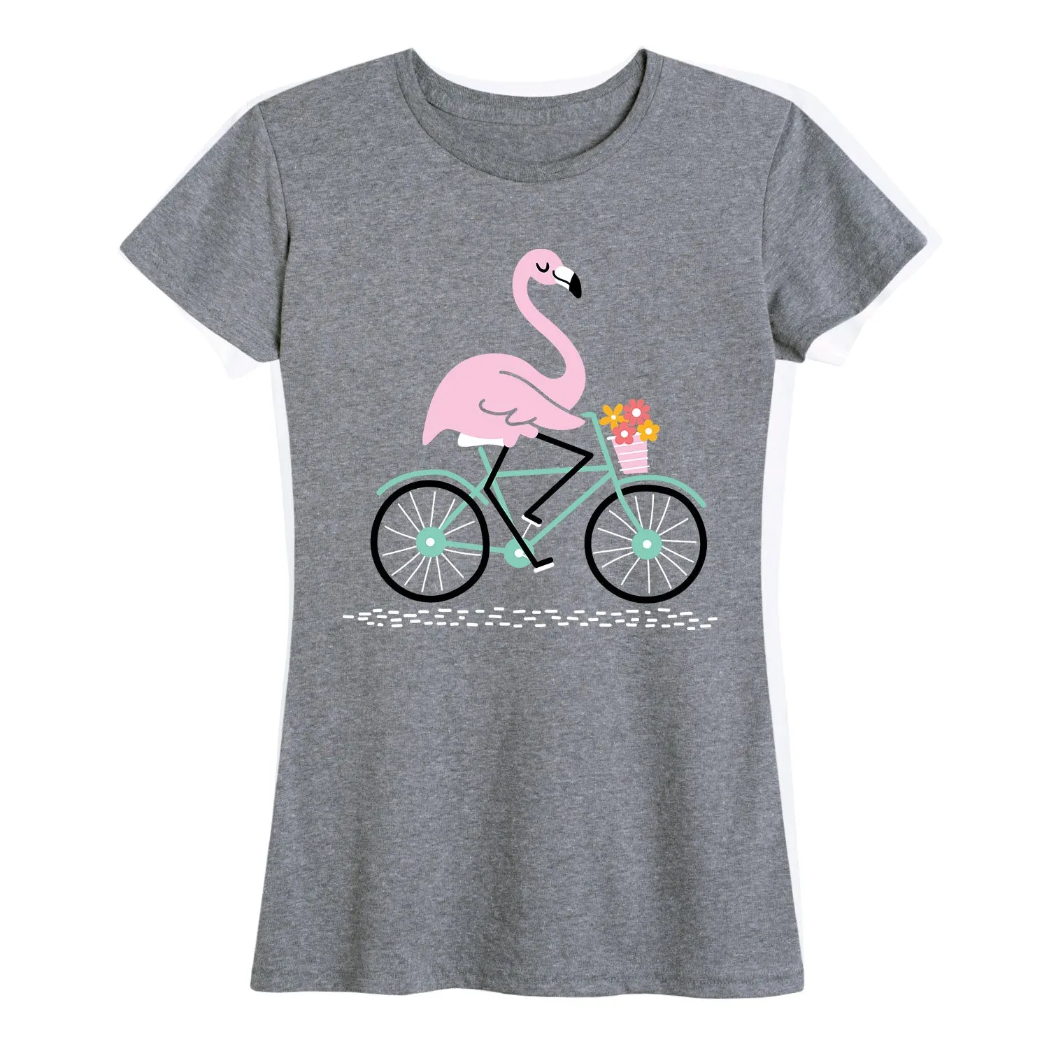 Instant Message - Flamingo On Bike - Women's Short Sleeve Graphic T-shirt sold by Zulily