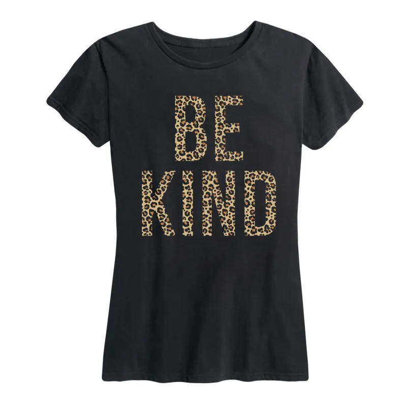 Instant Message - Be Kind Leopard - Women's Short Sleeve Graphic T-shirt sold by Zulily