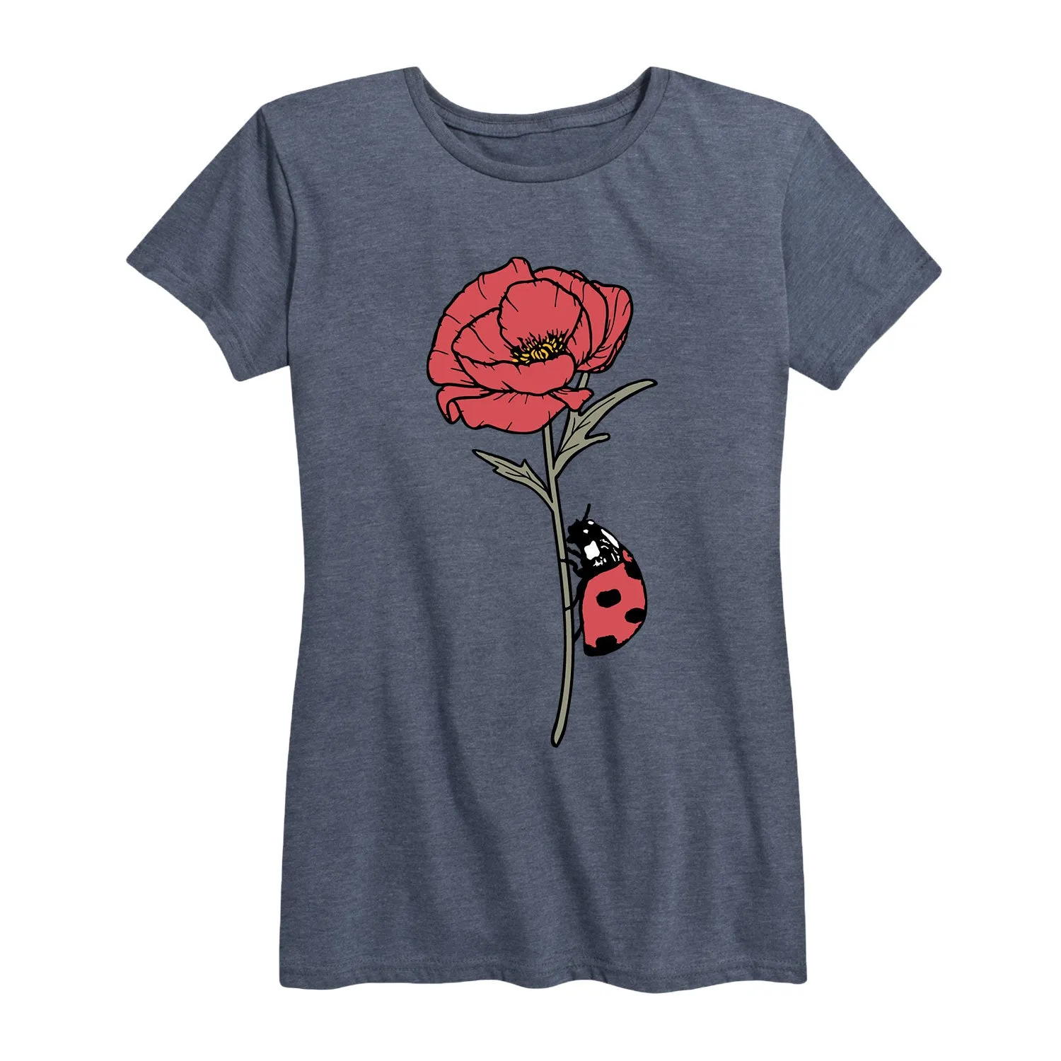 Instant Message - Ladybug on Poppy - Women's Short Sleeve Graphic T-shirt sold by Zulily