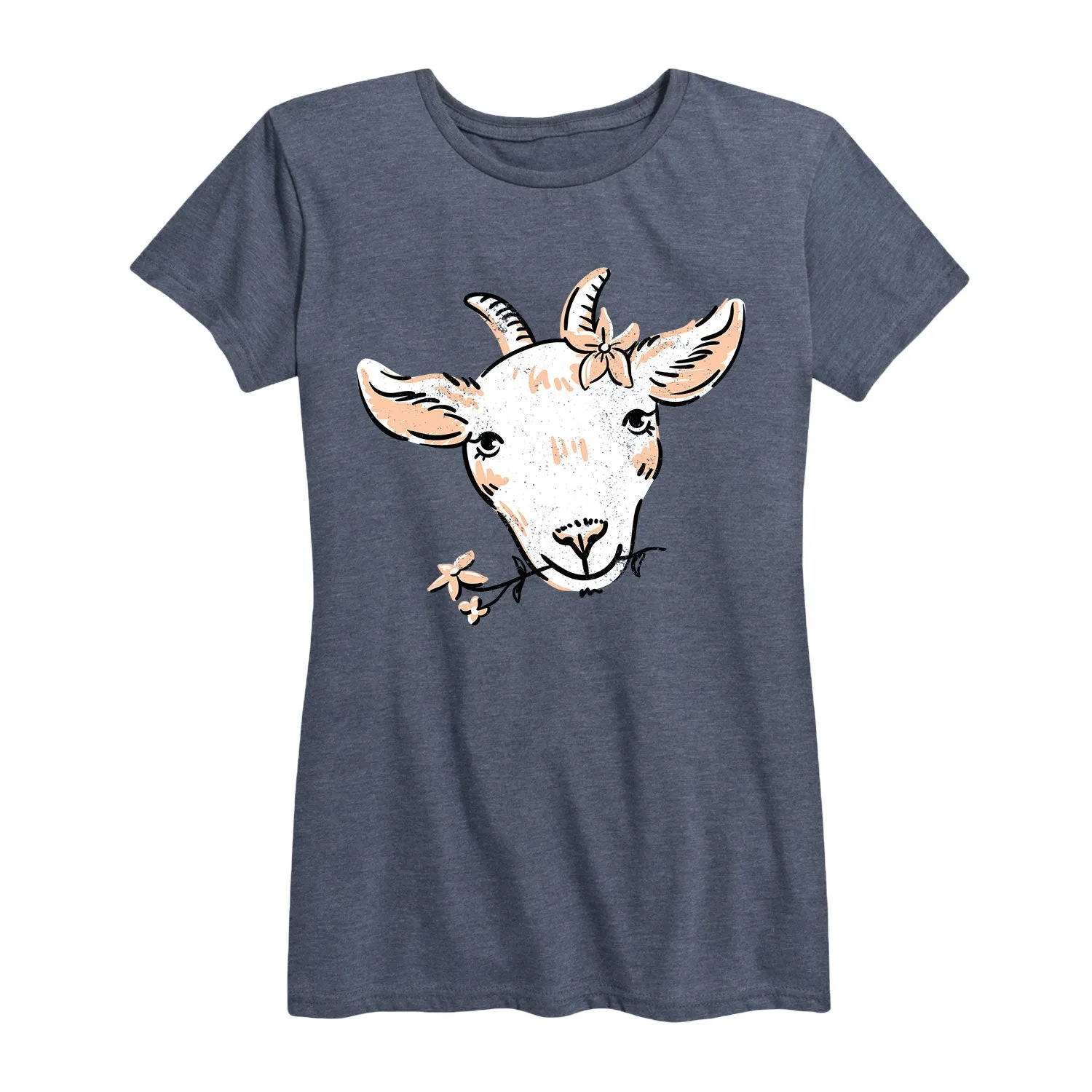 Instant Message - Goat And Flowers - Women's Short Sleeve Graphic T-shirt sold by Zulily