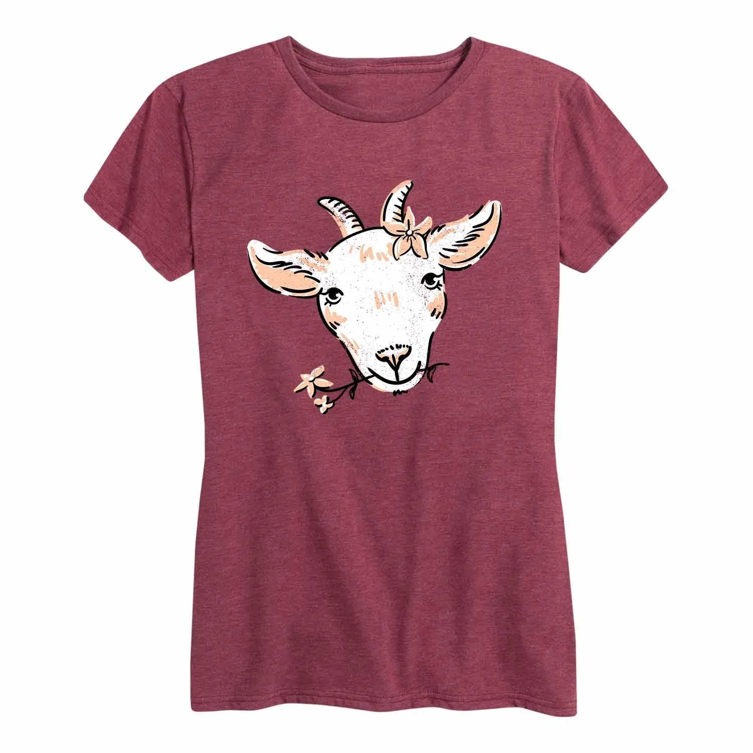 Instant Message - Goat And Flowers - Women's Short Sleeve Graphic T-shirt sold by Zulily product image thumbnail 2