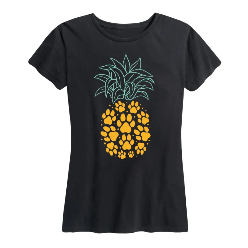 Instant Message - Pawprint Pineapple - Women's Short Sleeve Graphic T-shirt sold by Zulily
