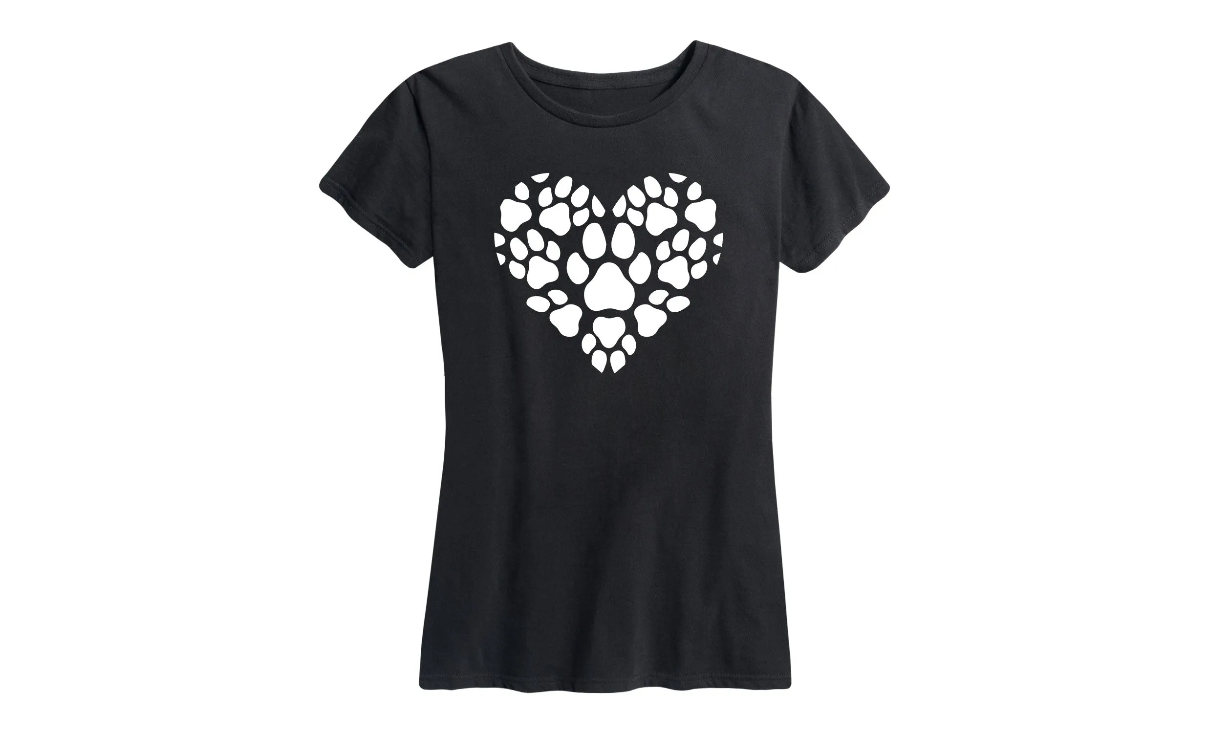 Instant Message - Pawprint Heart White - Women's Short Sleeve Graphic T-shirt sold by Zulily