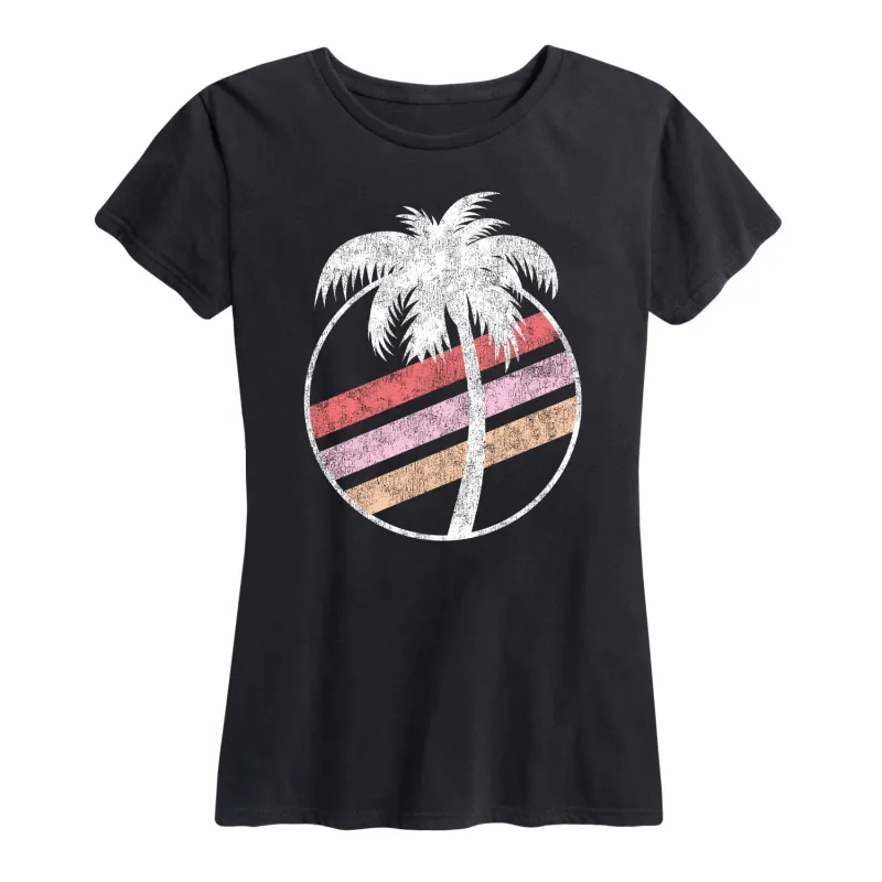 Instant Message - Palm Tree with Rainbow - Women's Short Sleeve Graphic T-shirt sold by Zulily