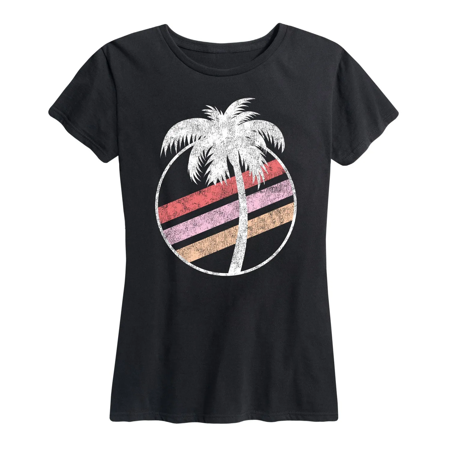Instant Message - Palm Tree with Rainbow - Women's Short Sleeve Graphic T-shirt sold by Zulily
