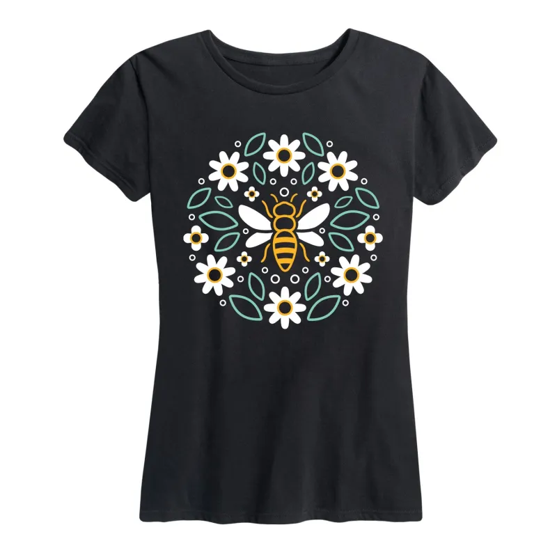 Instant Message - Bee Circle - Women's Short Sleeve Graphic T-shirt sold by Zulily