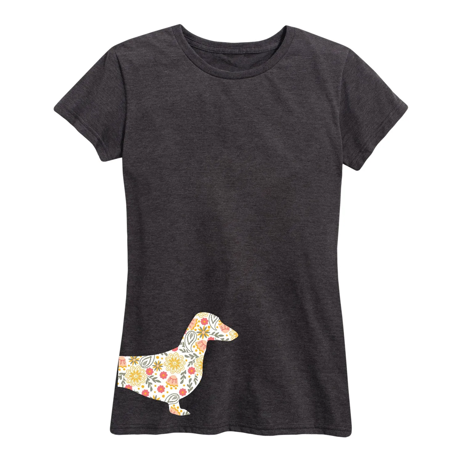 Instant Message - Floral Dachshund - Women's Short Sleeve Graphic T-shirt sold by Zulily product image thumbnail 2