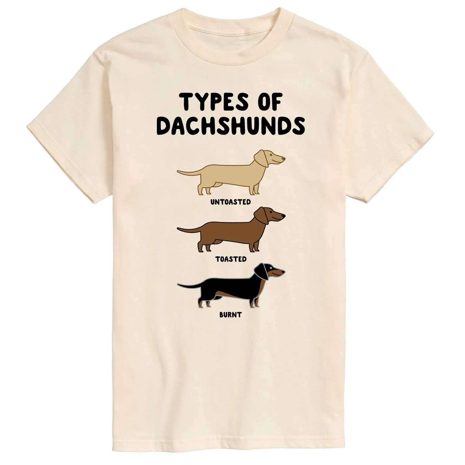 Instant Message - Types Of Dachshunds - Men's Short Sleeve Graphic T-shirt sold by Zulily