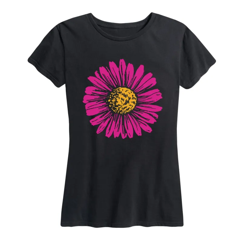 Instant Message - Pink Yellow Daisy - Women's Short Sleeve Graphic T-shirt sold by Zulily