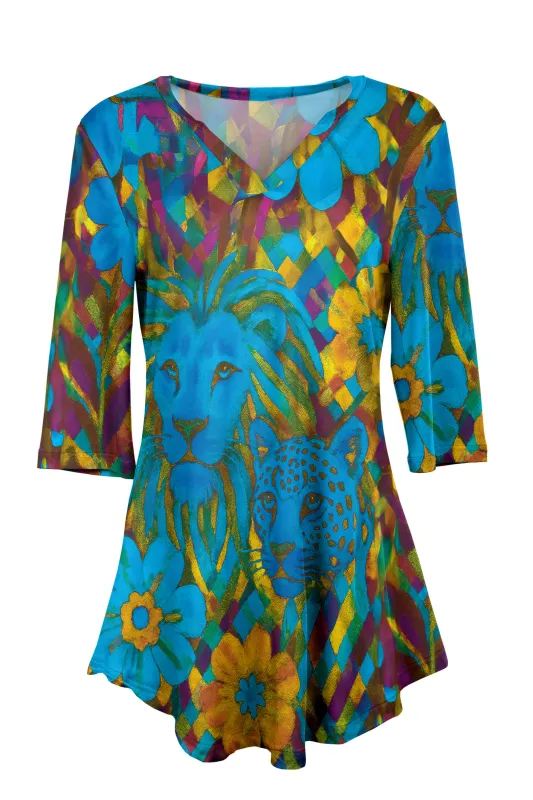 Lily by Firmiana Notch Neck Tunic Tops sold by Zulily
