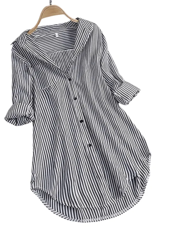 Chic YC Women's Button Down Shirts Striped Long Sleeve Collared Blouses Tops sold by Zulily