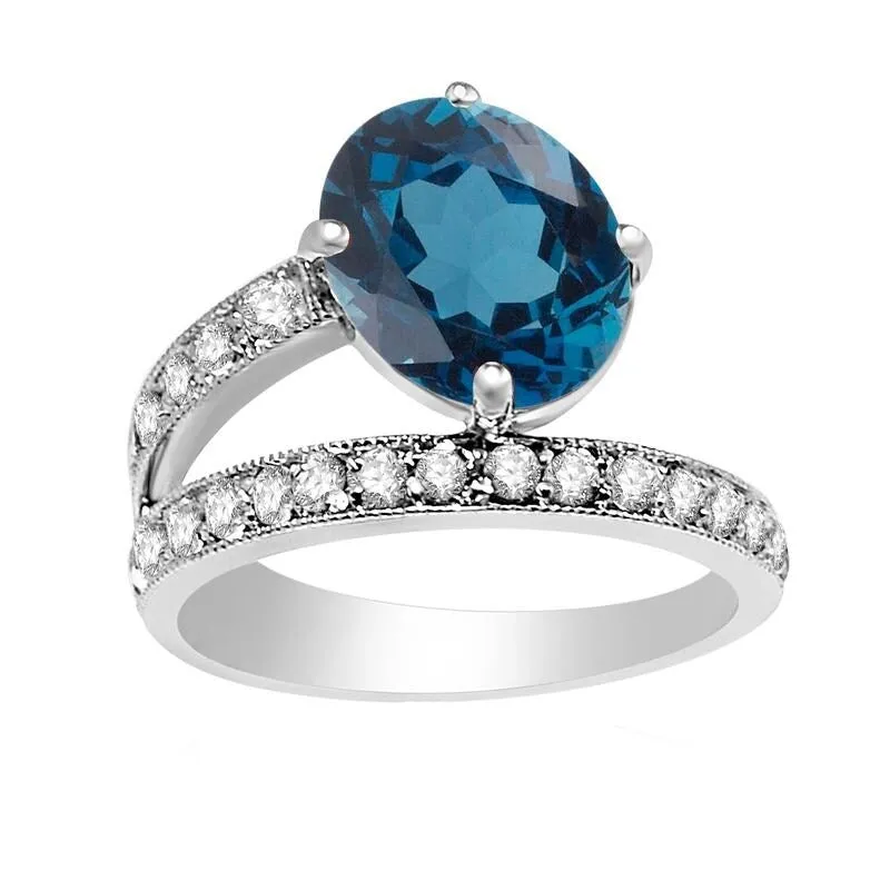 Sterling Silver with Natural London Blue Topaz and White Topaz ring sold by Zulily