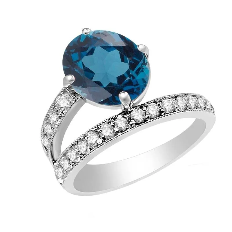 Sterling Silver with Natural London Blue Topaz and White Topaz ring sold by Zulily product image thumbnail 4