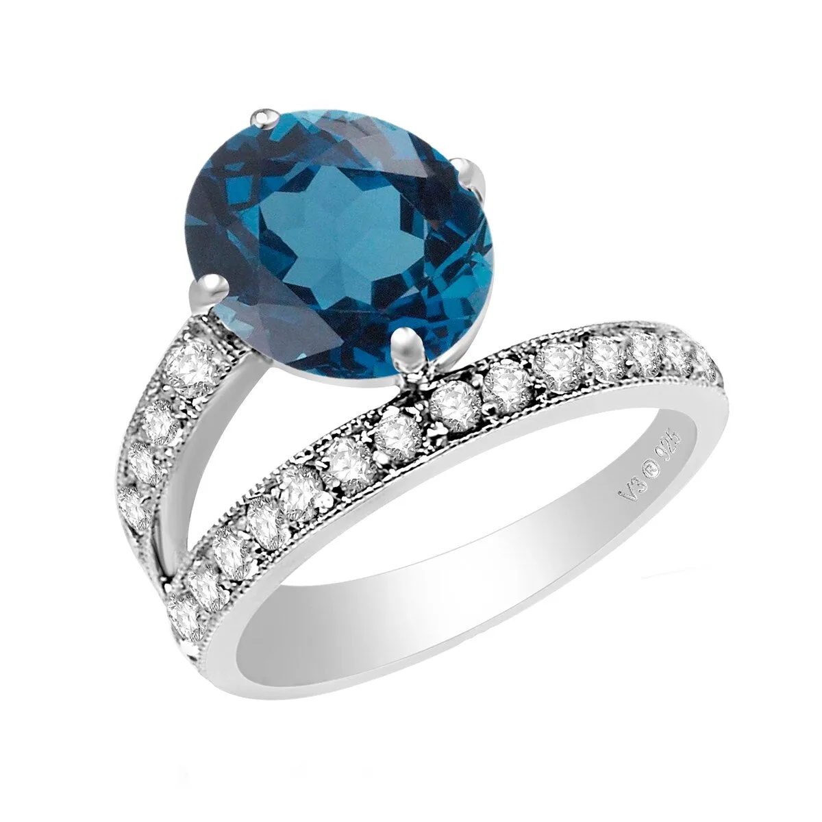 Sterling Silver with Natural London Blue Topaz and White Topaz ring sold by Zulily product image thumbnail 2