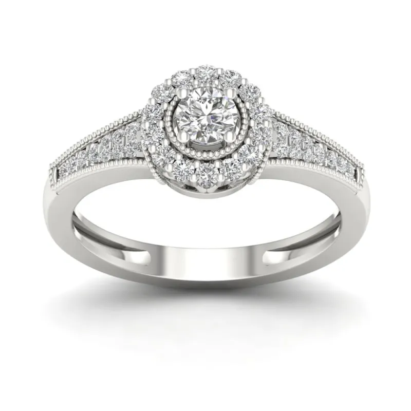 De Couer 1/3ct TDW Diamond Halo Ring (H-I, I2) - White sold by Zulily