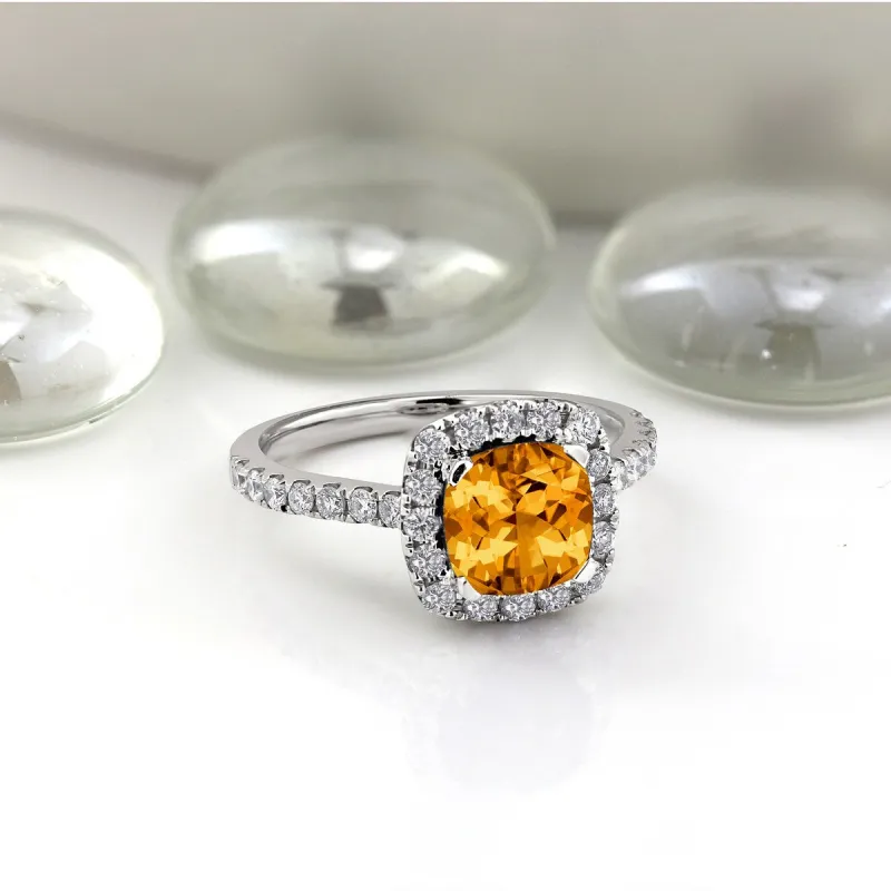 Auriya 1 3/8ct Cushion-cut Citrine and Halo Diamond Engagement Ring 1/2cttw 14k Gold sold by Zulily