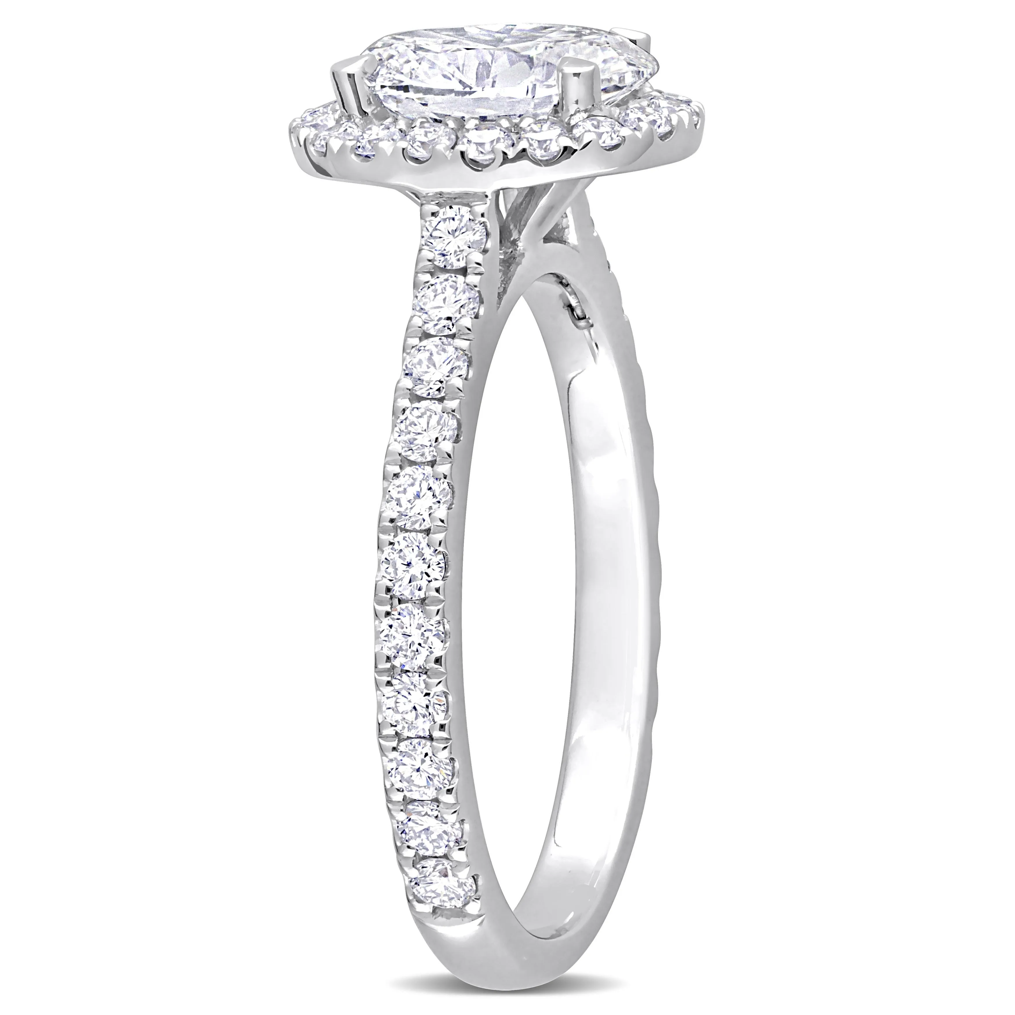 Created Forever 2ct TDW Oval-Cut Lab-Grown Diamond with Tsavorite Accent Halo Engagement Ring in 14k White Gold sold by Zulily product image thumbnail 3