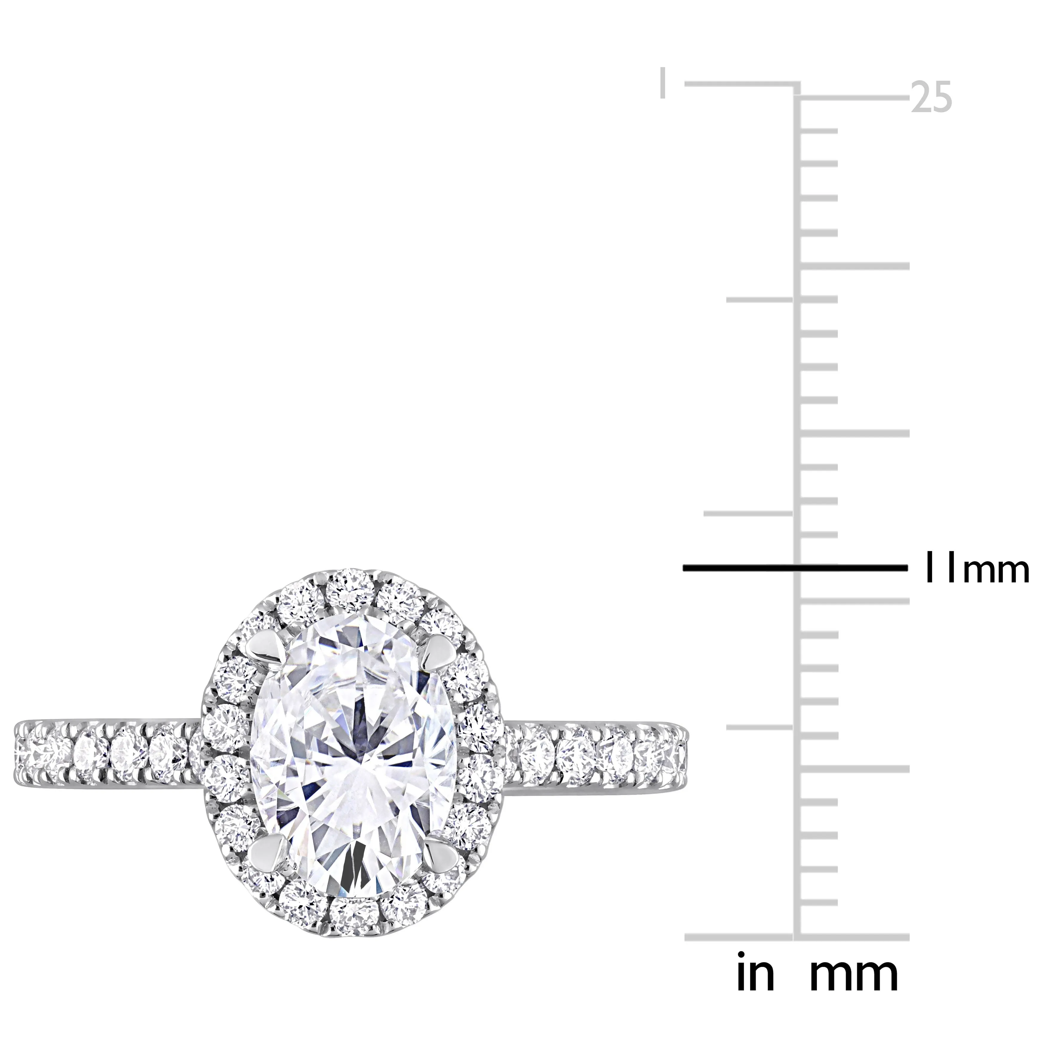 Created Forever 2ct TDW Oval-Cut Lab-Grown Diamond with Tsavorite Accent Halo Engagement Ring in 14k White Gold sold by Zulily product image thumbnail 4
