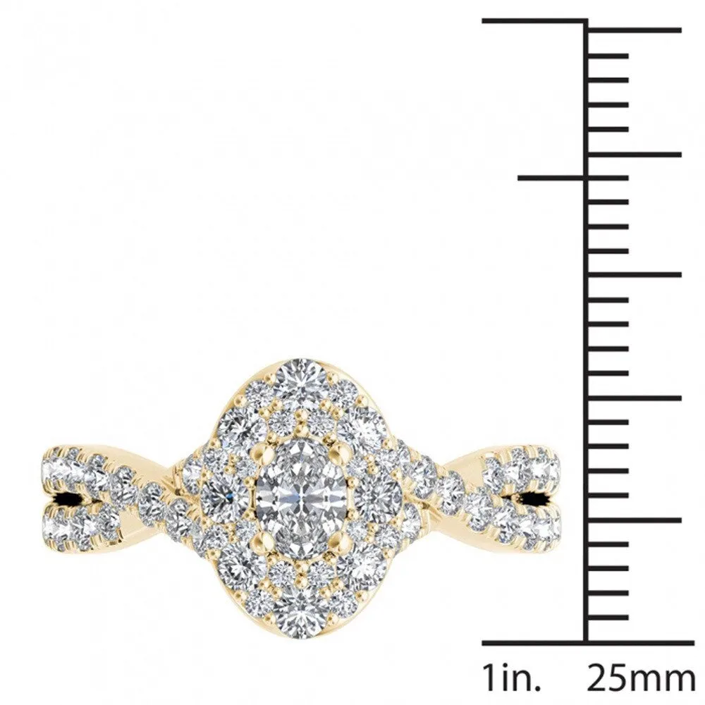 De Couer 14k Yellow Gold 1 1/4ct TDW Oval Shape Diamond Halo Engagement Ring sold by Zulily product image thumbnail 4