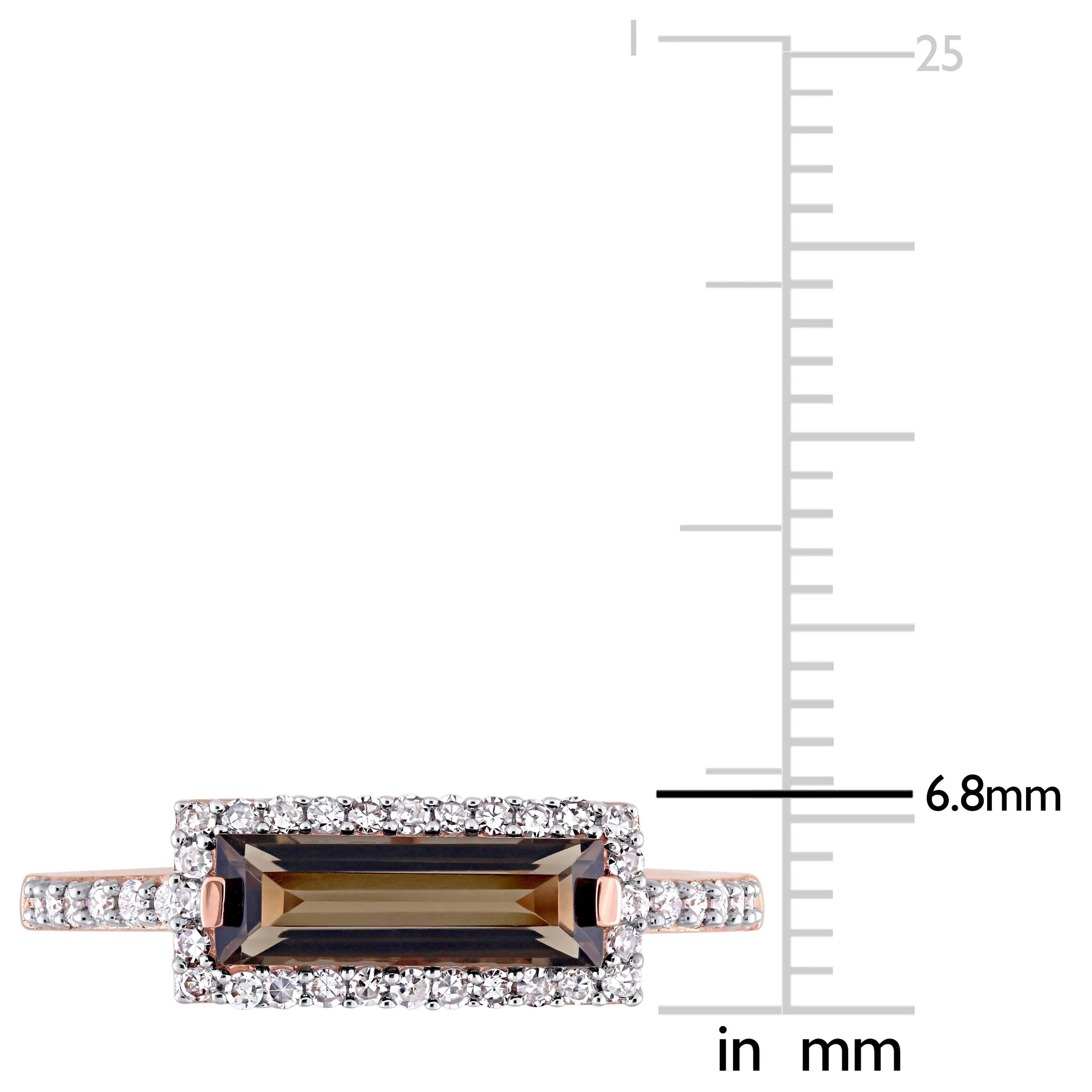 Miadora 1ct TGW Baguette Cut Smokey Quartz and 1/4ct TW Diamond Halo Ring in 14k Rose Gold sold by Zulily product image thumbnail 3