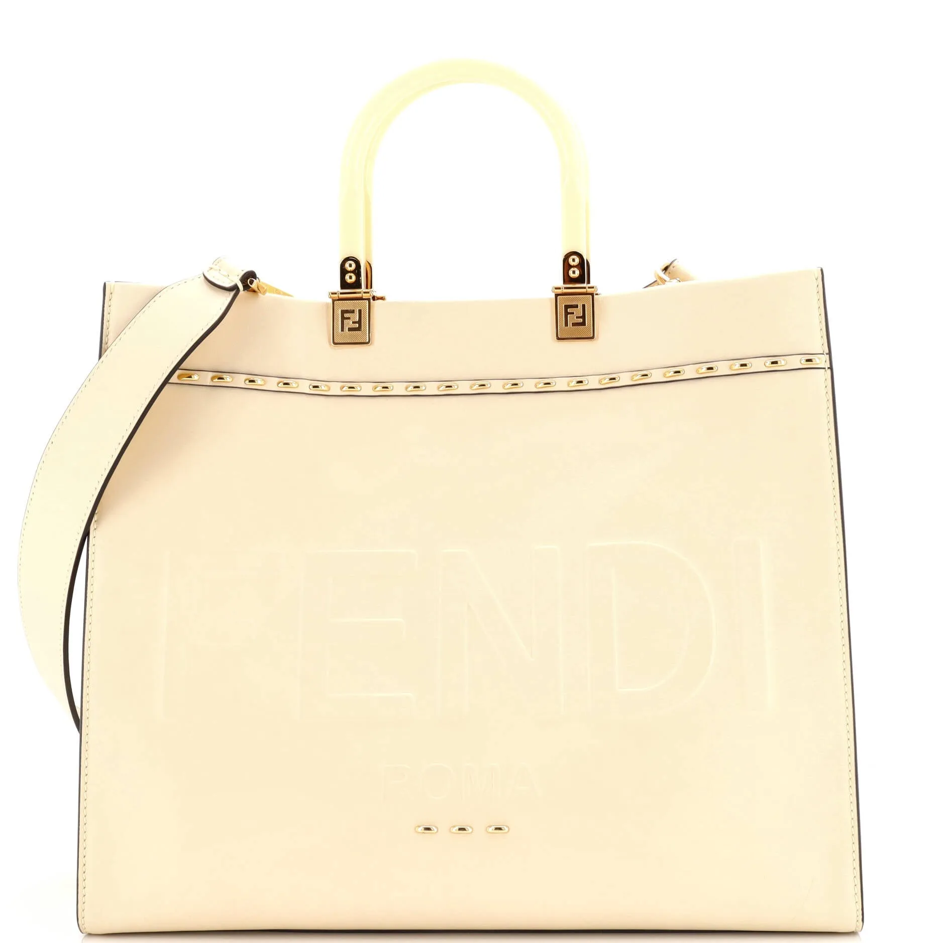 Pre-Loved Fendi Sunshine Shopper Tote Studded Leather Medium sold by Zulily