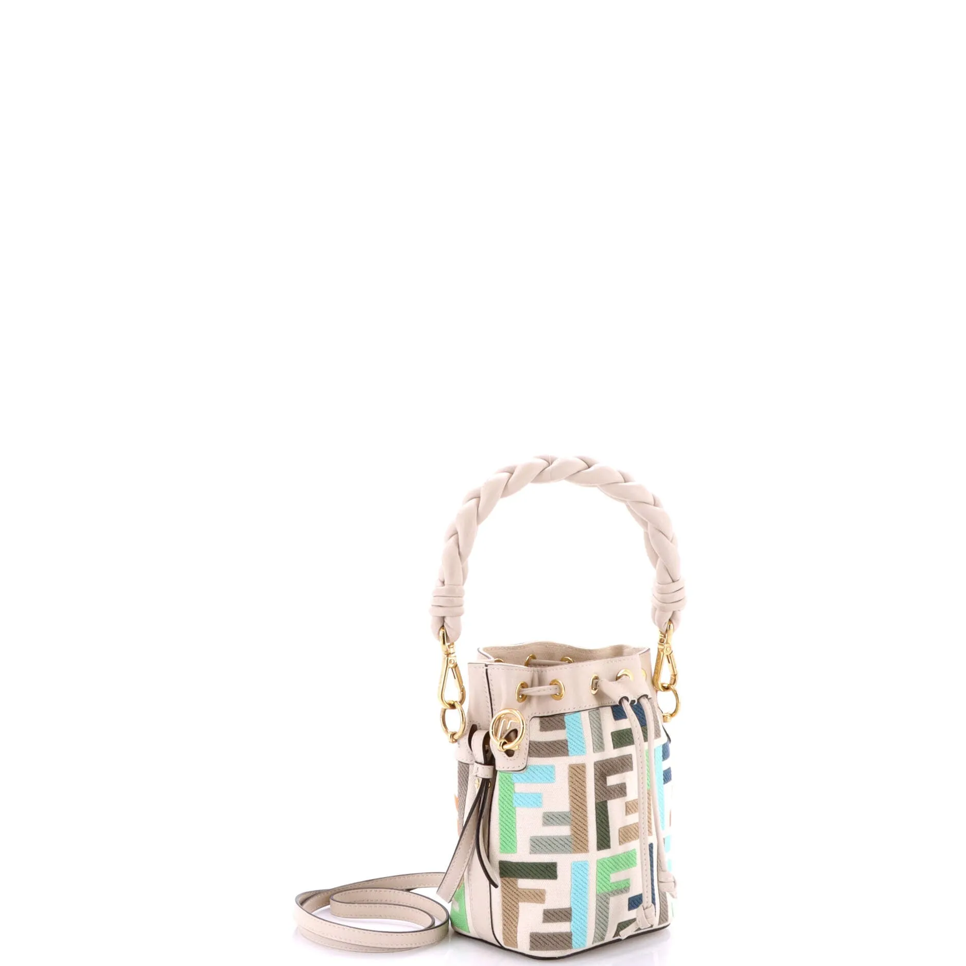 Pre-Loved Fendi Woven Handle Mon Tresor Bucket Bag Zucca Embroidered Canvas Mini sold by Zulily product image thumbnail 2