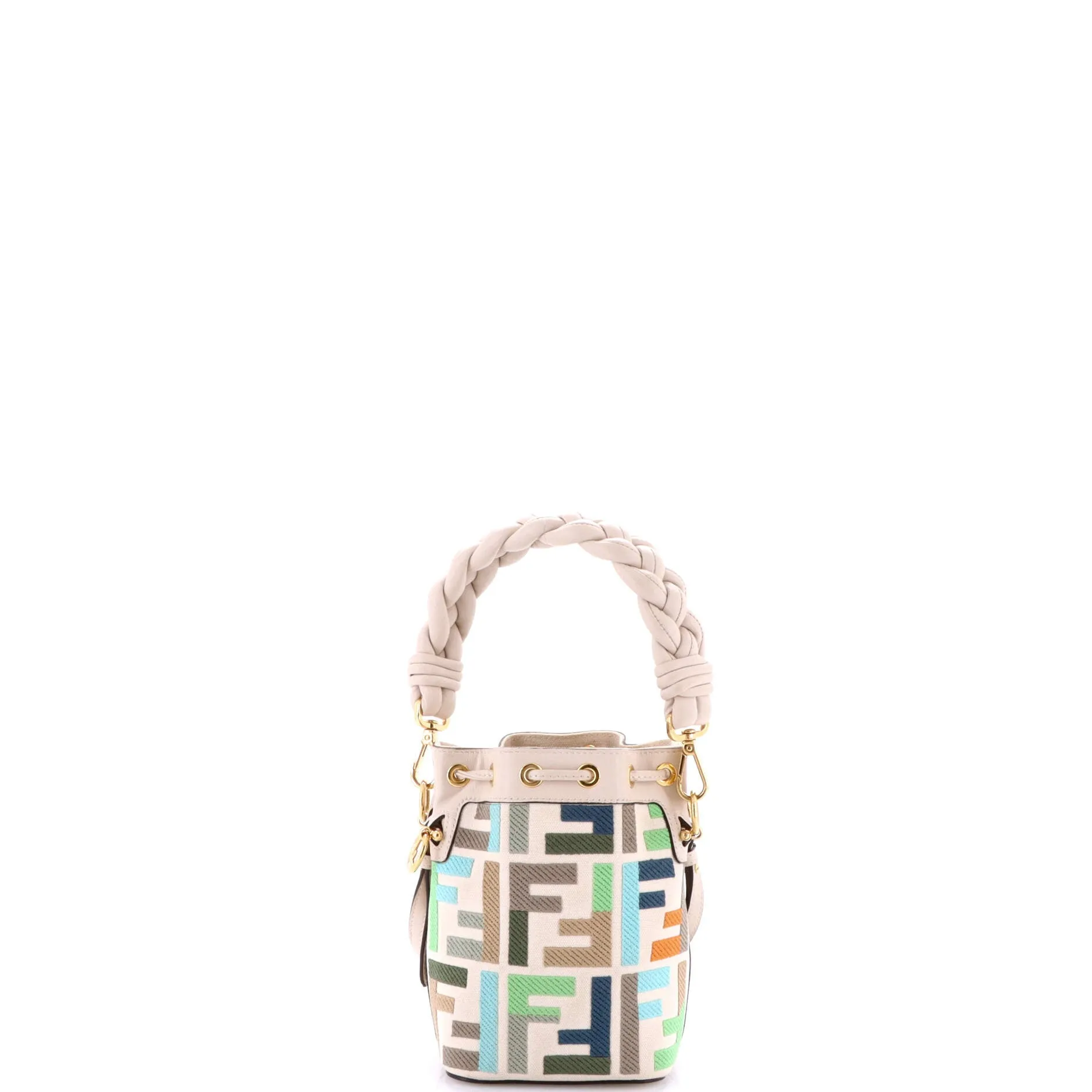 Pre-Loved Fendi Woven Handle Mon Tresor Bucket Bag Zucca Embroidered Canvas Mini sold by Zulily product image thumbnail 3
