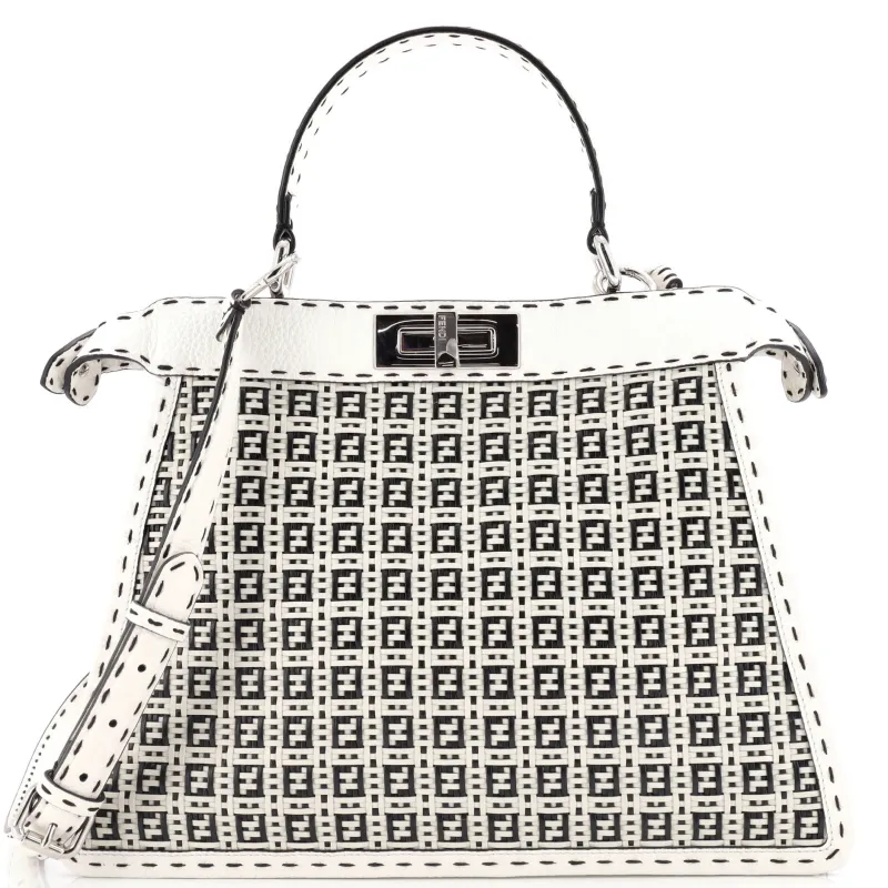 Pre-Loved Fendi Peekaboo ISeeU Bag Woven Leather Medium sold by Zulily