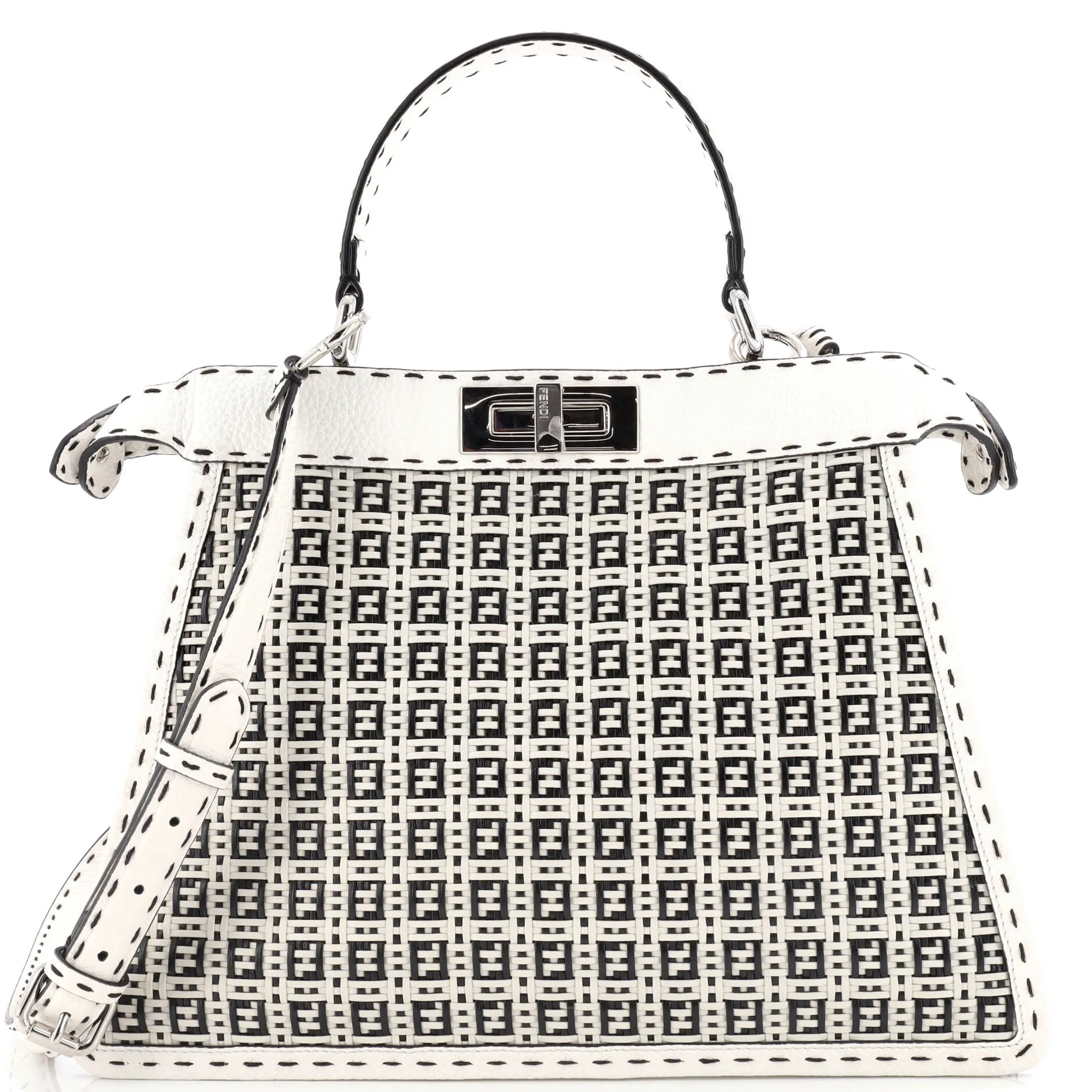 Pre-Loved Fendi Peekaboo ISeeU Bag Woven Leather Medium sold by Zulily