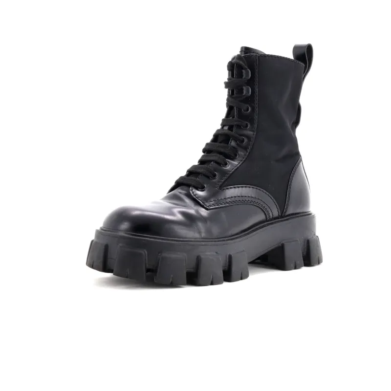Pre-Loved Prada Monolith Combat Boots Leather and Nylon sold by Zulily