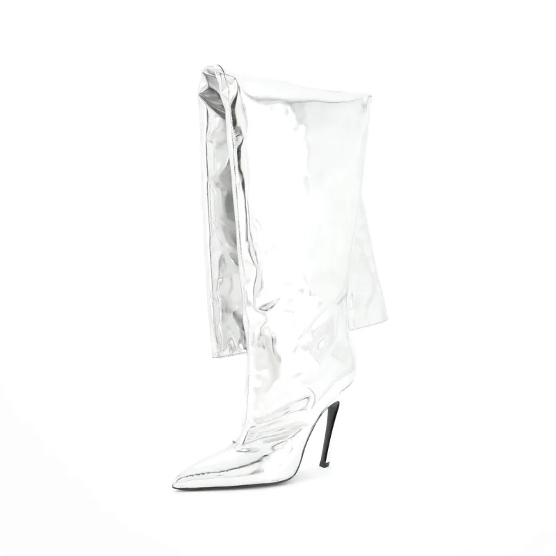 Pre-Loved Balenciaga All The Time Over the Knee Boots Metallic Leather sold by Zulily